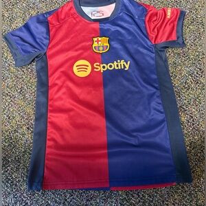 FC Barcelona Kids' Red & Blue Soccer Jersey with Spotify Logo Lamine Yamal sz 28